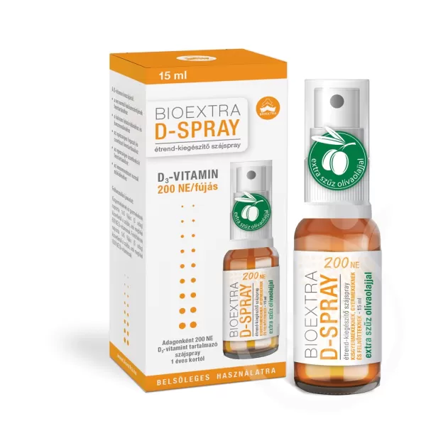 Bioextra d-spray 200 NE D3-vitamint tartalmazó étrendkiegészítő szájspray 15 ml