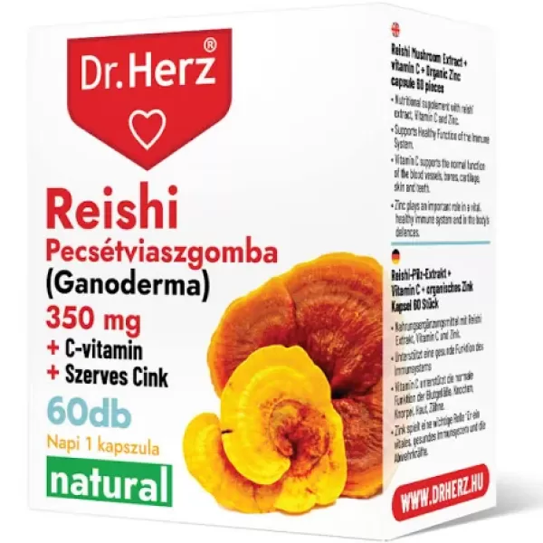 Dr.Herz reishi 350mg+c-vitamin+szerves cink kapszula 60 db