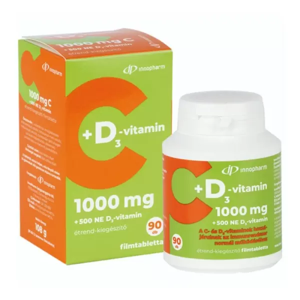 Innopharm c-1000 mg +d3 500 ne filmtabletta 90db