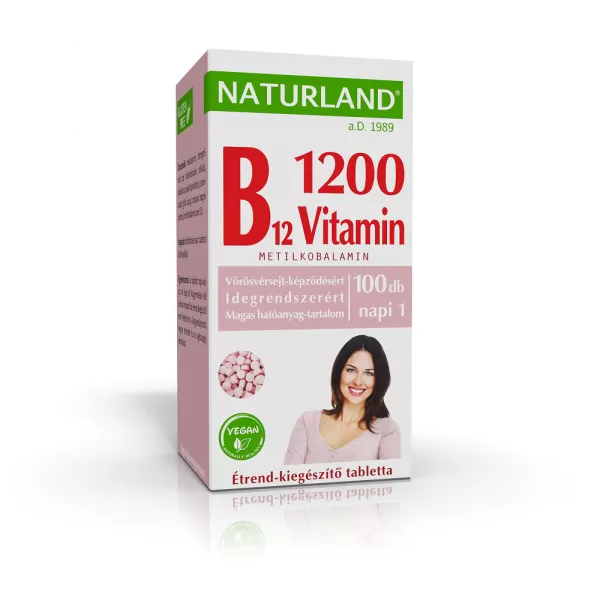 Naturland b12-vitamin 1200 µg étrend-kiegészítő tabletta 100 db