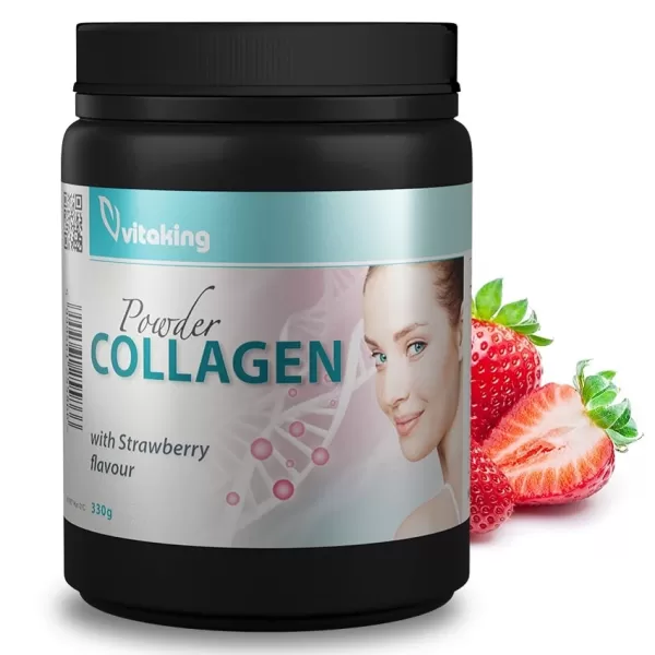 Vitaking Collagen powder strawberry - eper ízű kollagén por 330 g