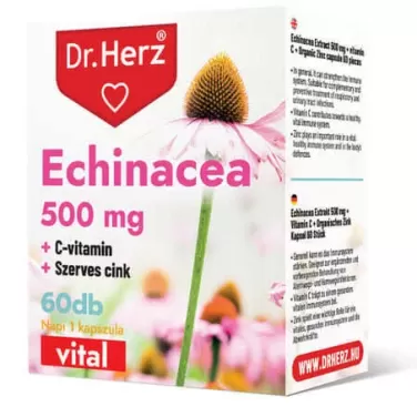 echinacea 500 mg+c-vitamin+szerves cink kapszula 60 db